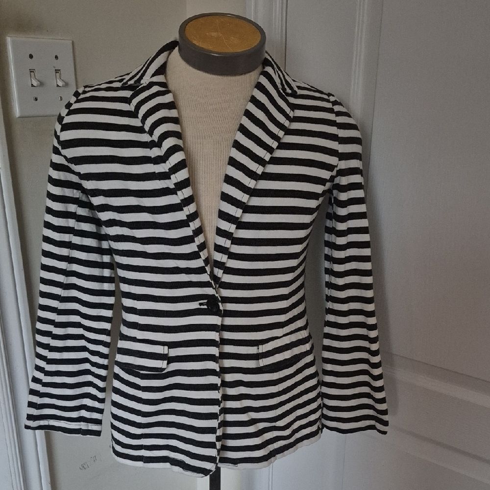 Old Navy Black and White Striped Blazer
